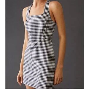 BNWT Favorite Daughter Navy & White Gingham Square-Neck Mini Dress